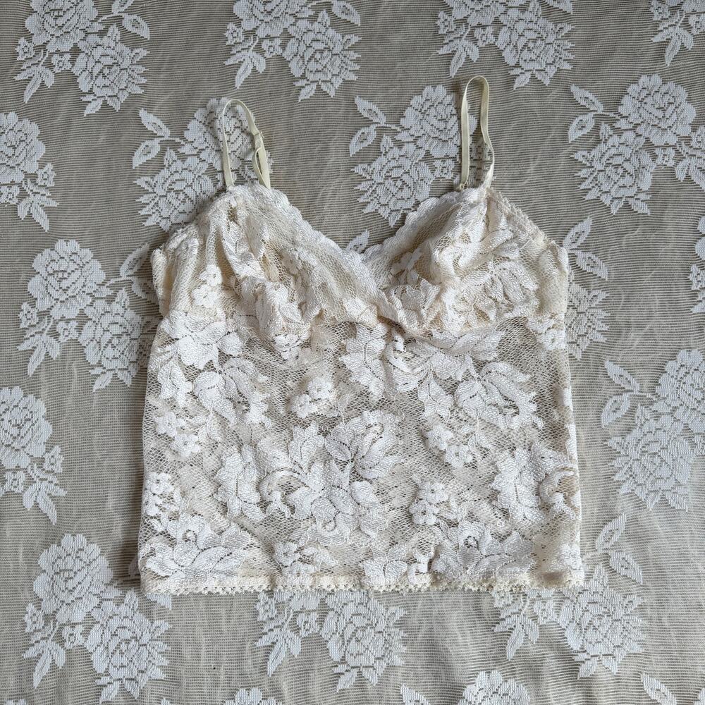 Vintage Y2K Bebe Ivory Lace Corset Cami Top Size M
